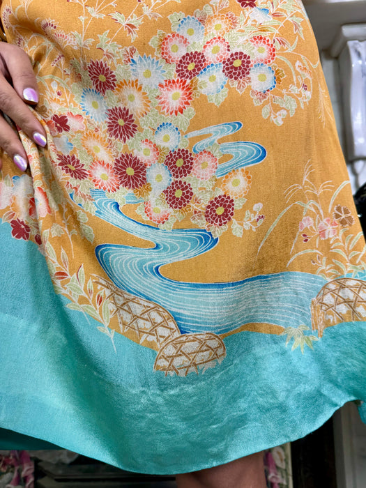 Palm, 20s silk floral Oriental shift dress