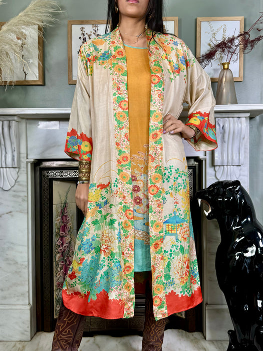 Astra, 20s pongee silk floral robe