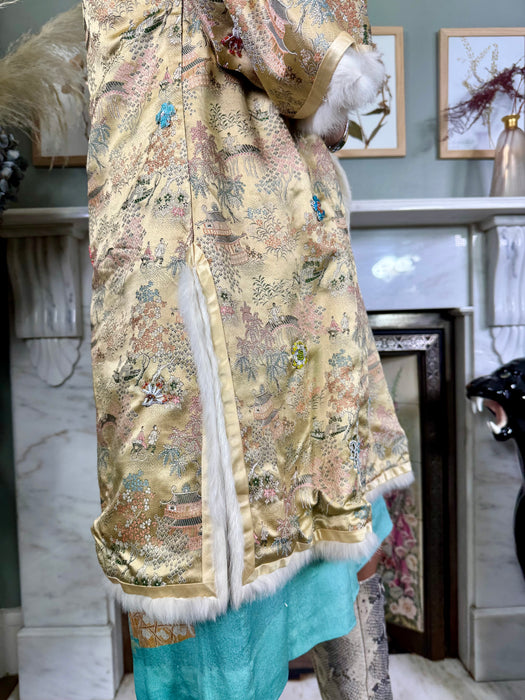 Felly, 30s Oriental silk and fur coat