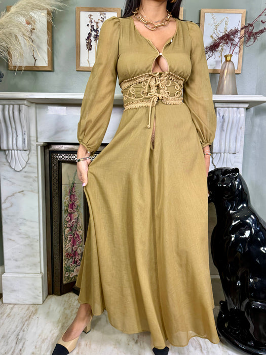 Rhonda, 70s camel cotton dress
