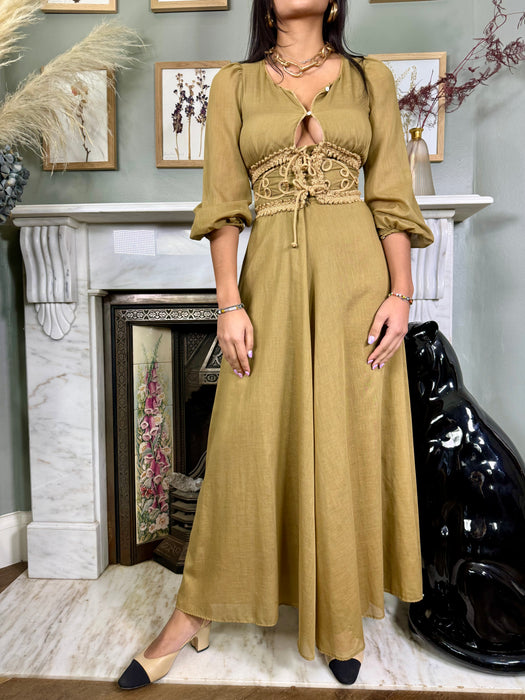 Rhonda, 70s camel cotton dress