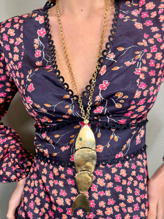 Jasmir, 70s gold articulated fish pendant