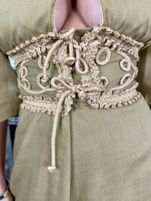 Rhonda, 70s camel cotton dress