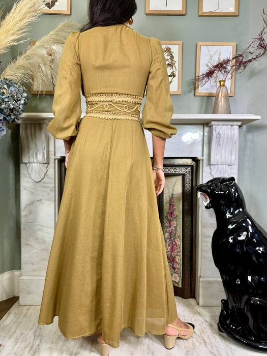Rhonda, 70s camel cotton dress