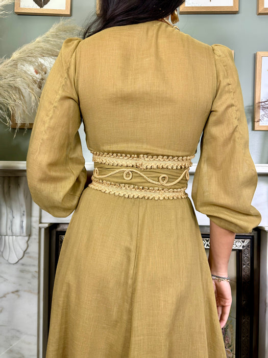 Rhonda, 70s camel cotton dress