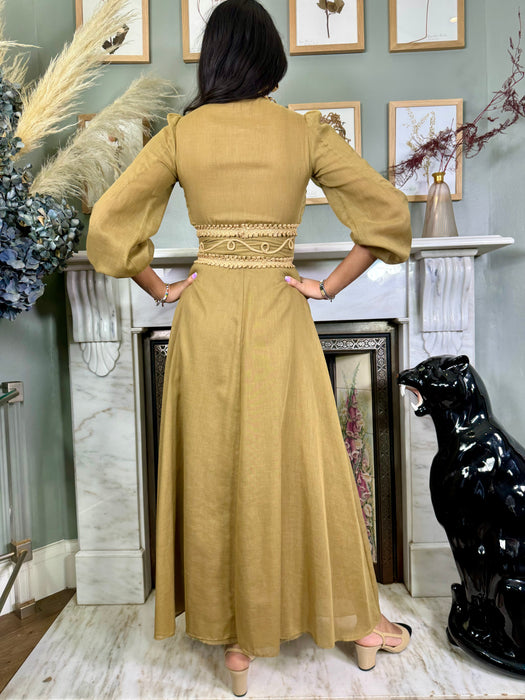 Rhonda, 70s camel cotton dress