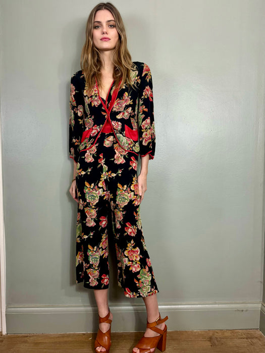 Clyde, 30s sik floral jumpsuit and jacket