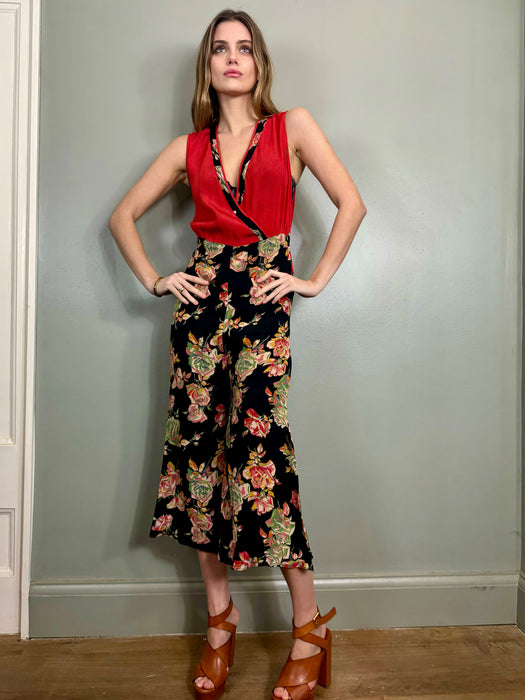 Clyde, 30s sik floral jumpsuit and jacket