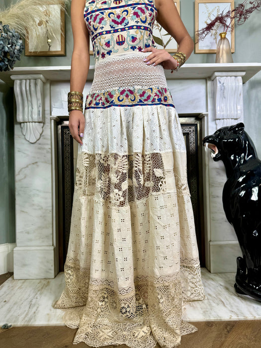 Sue, lace and 19th Century embroidery dress