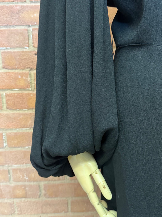 Beluga, reworked 30s black crepe and rhinestone jumpsuit with balloon sleeves