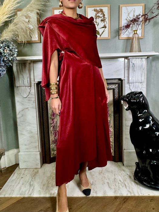 Romi, burgundy velvet robe/dress