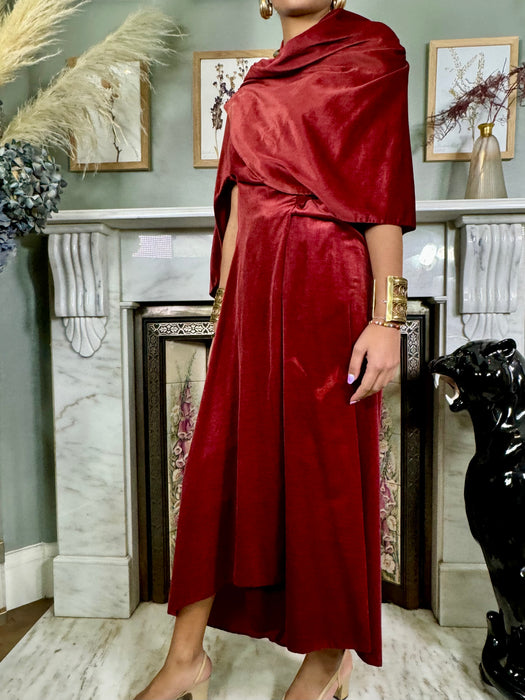 Romi, burgundy velvet robe/dress