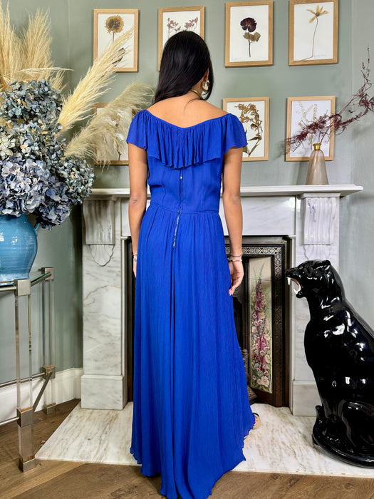Effie, cobalt blue 40s chiffon dress