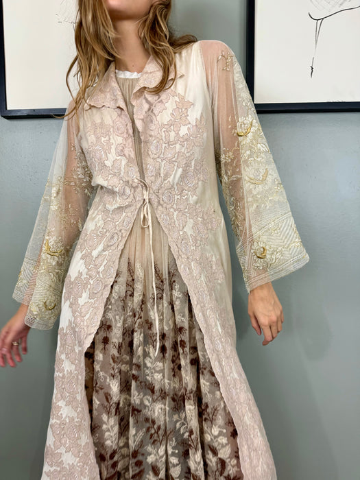 Emmanuelle, 30s silk and lace robe
