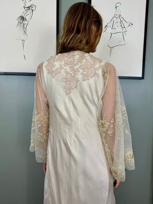 Emmanuelle, 30s silk and lace robe