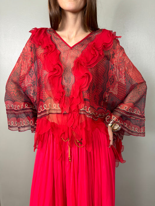 Zandra Rhodes, 70s chiffon print top
