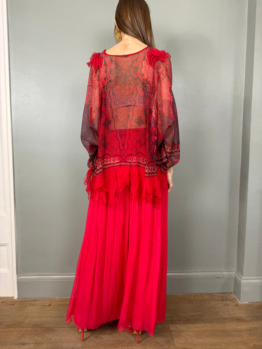 Zandra Rhodes, 70s chiffon print top