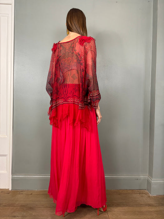 Zandra Rhodes, 70s chiffon print top