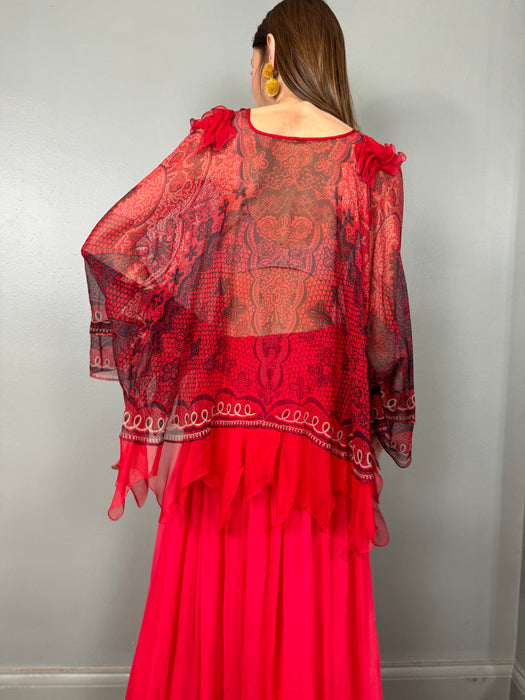 Zandra Rhodes, 70s chiffon print top