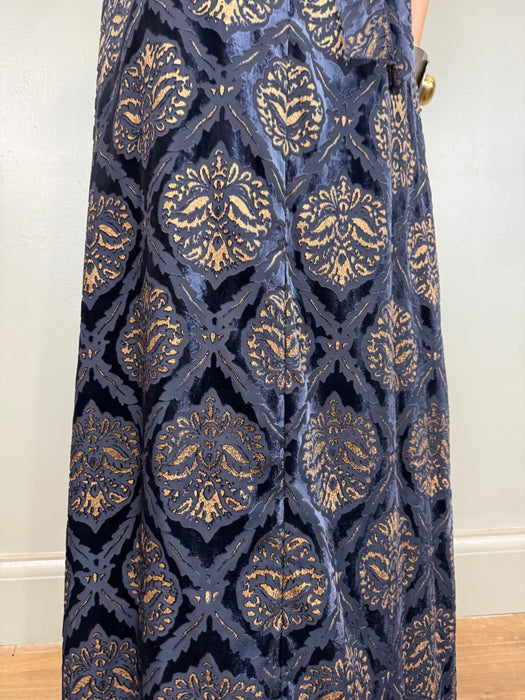 Ralph Lauren, Denim & Supply, burned velvet navy and gold dress
