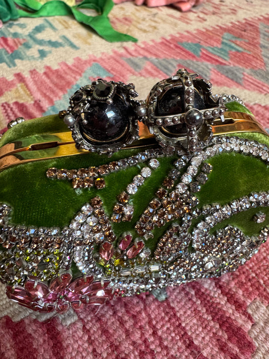 Alexander McQueen, velvet embroidered skull beaded bag