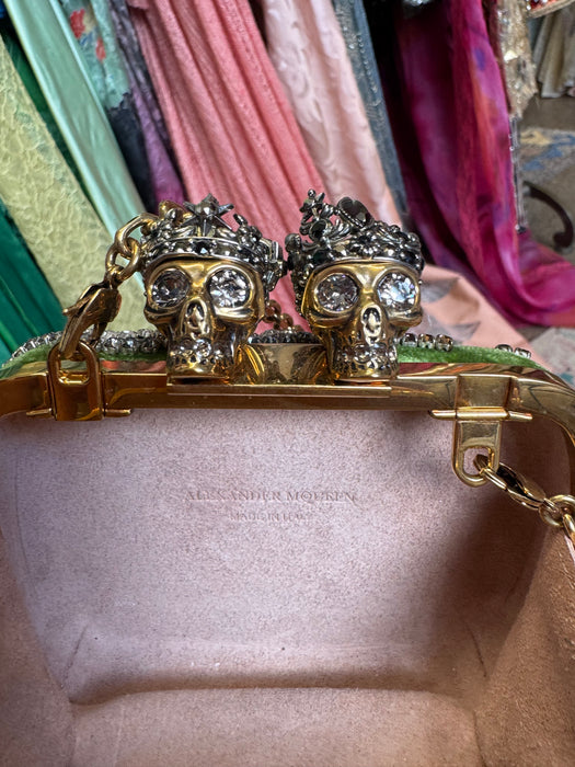 Alexander McQueen, velvet embroidered skull beaded bag