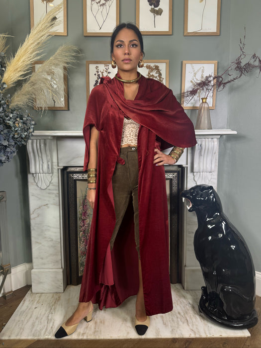 Romi, burgundy velvet robe/dress