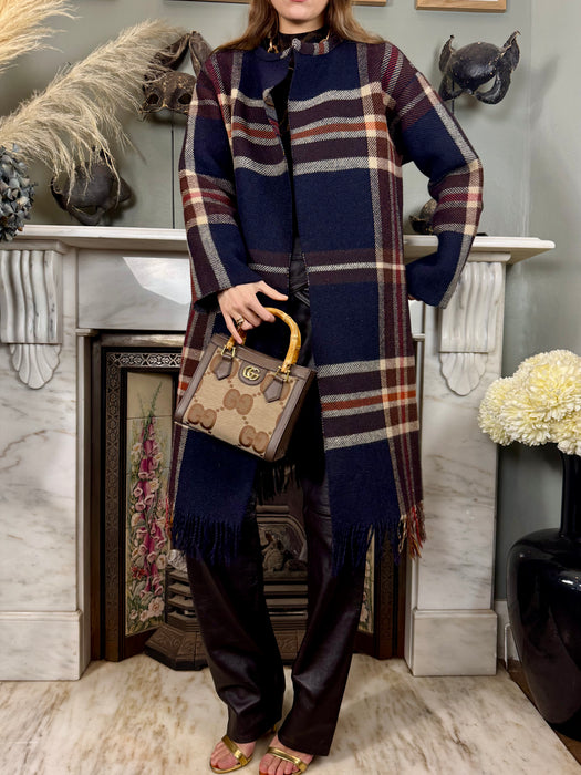 Lense, vintage plaid fringed coat
