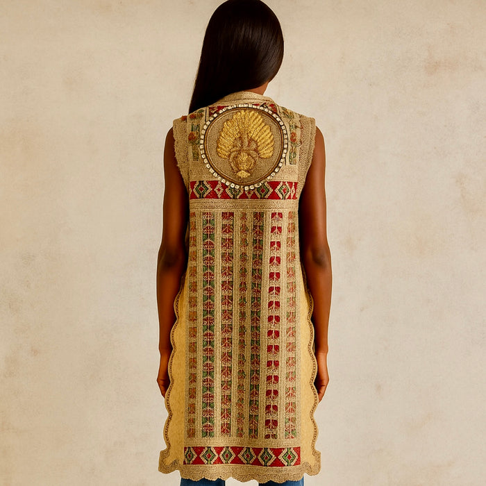 Talia, reworked 20s Greek needlepoint and Edwardian beaded appliqué