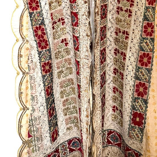 Talia, reworked 20s Greek needlepoint and Edwardian beaded appliqué