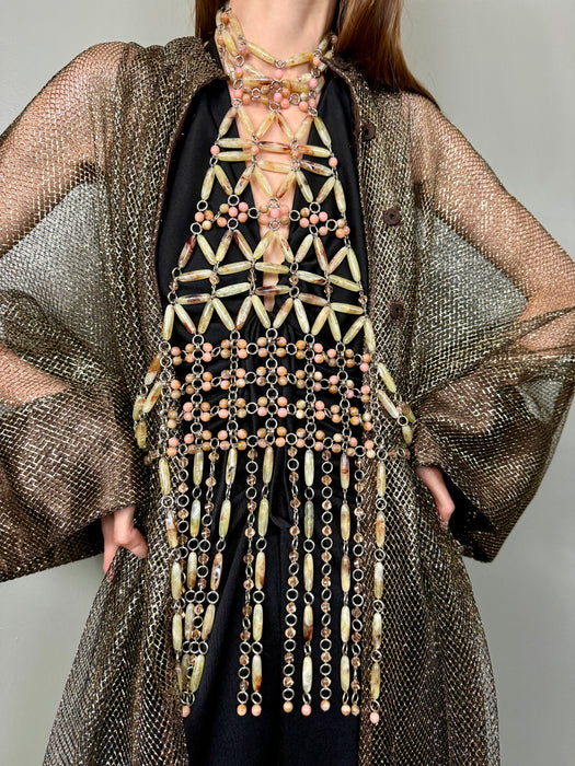 Pacco Rabanne, 70s beaded necklace belt harness