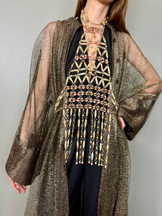 Pacco Rabanne, 70s beaded necklace belt harness