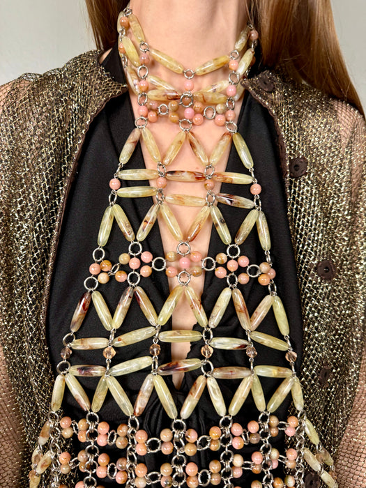 Pacco Rabanne, 70s beaded necklace belt harness