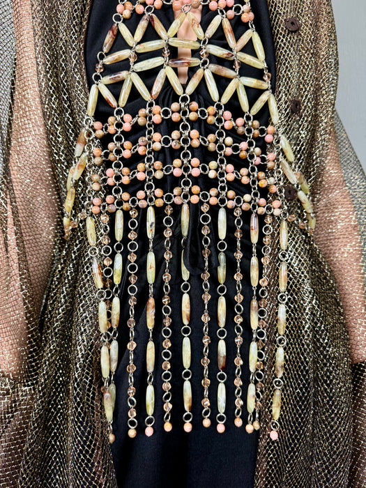 Pacco Rabanne, 70s beaded necklace belt harness
