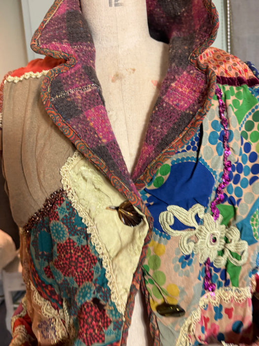 Sandy, reworked patchwork 40s long waistcoat