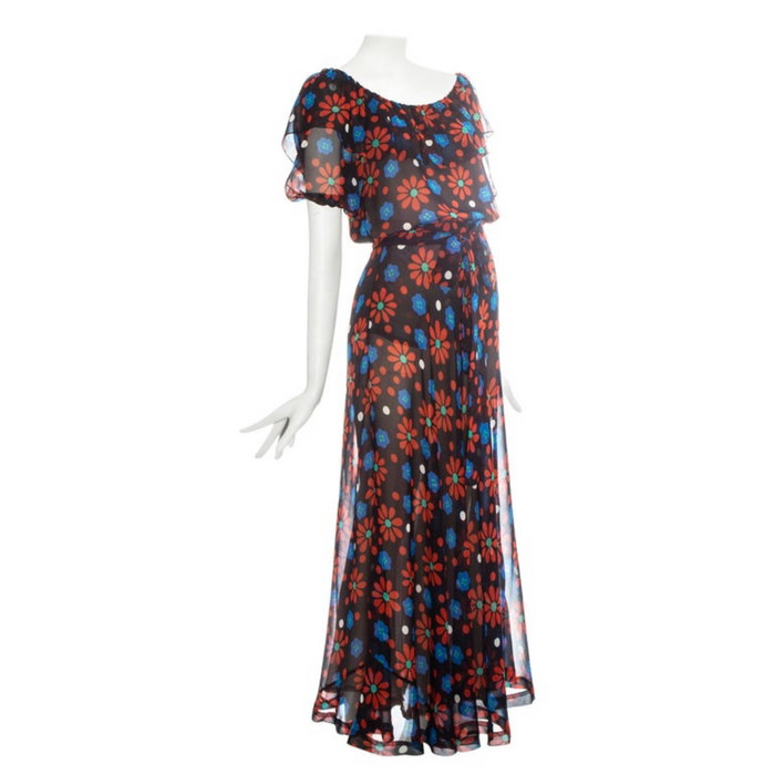 Yves Saint Laurent, 1974, floral silk chiffon dress