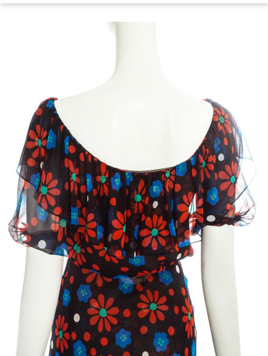 Yves Saint Laurent, 1974, floral silk chiffon dress