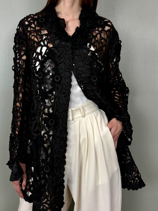 Noa, black Victorian tape work jacket