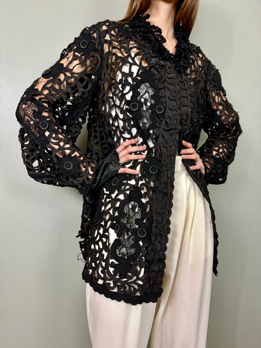 Noa, black Victorian tape work jacket