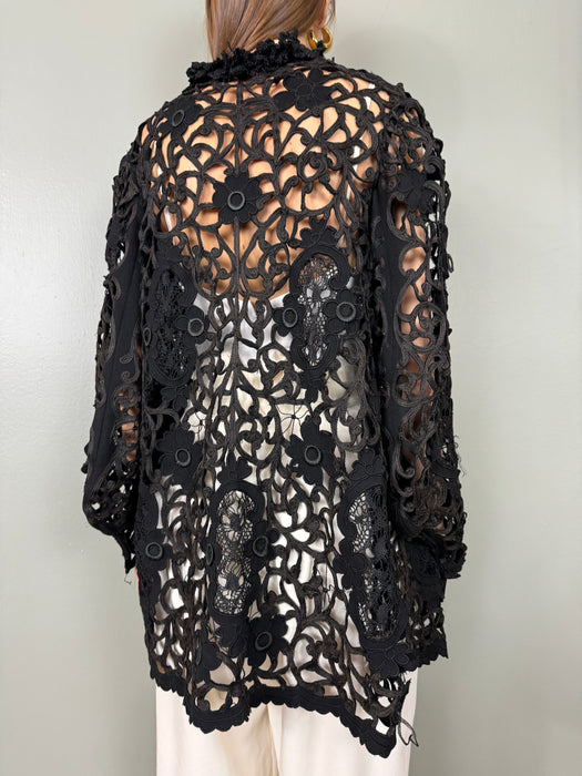 Noa, black Victorian tape work jacket