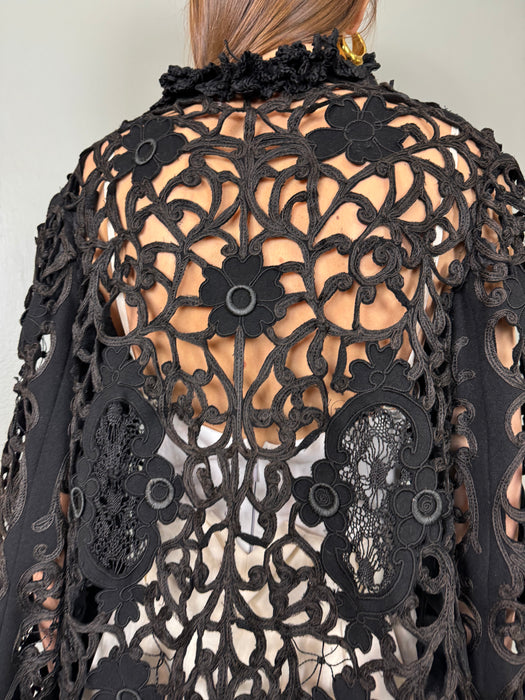 Noa, black Victorian tape work jacket