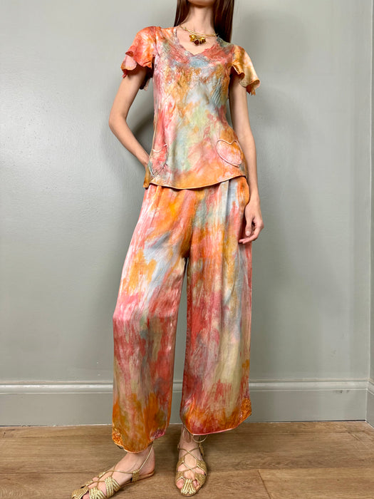 Evie, 20s silk tie dyed lounge set