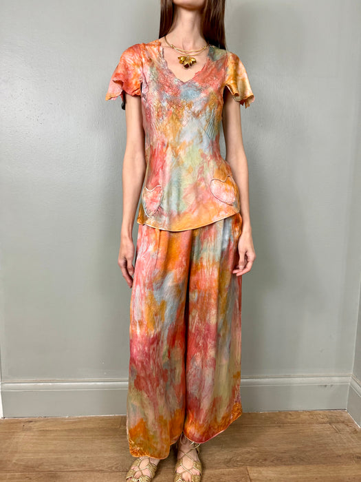 Evie, 20s silk tie dyed lounge set