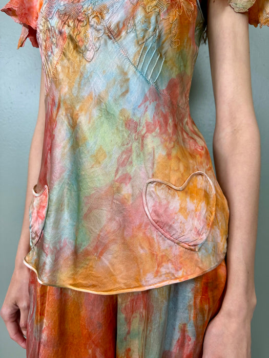 Evie, 20s silk tie dyed lounge set