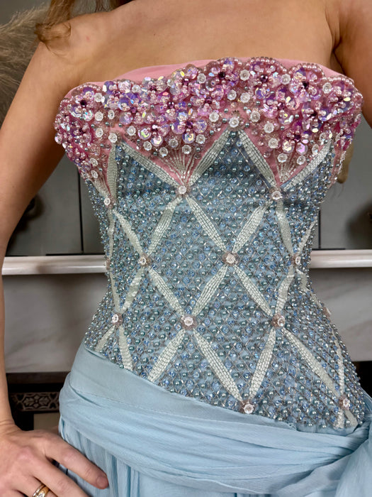 Eloise, couture 60s beaded chiffon dress