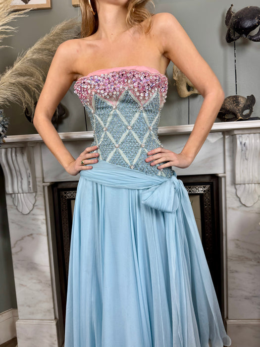 Eloise, couture 60s beaded chiffon dress