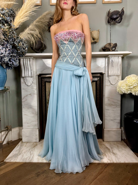 Eloise, couture 60s beaded chiffon dress
