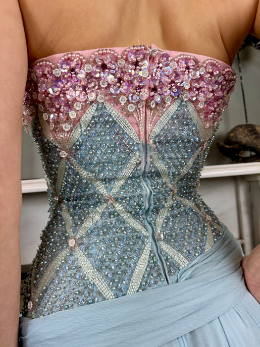 Eloise, couture 60s beaded chiffon dress