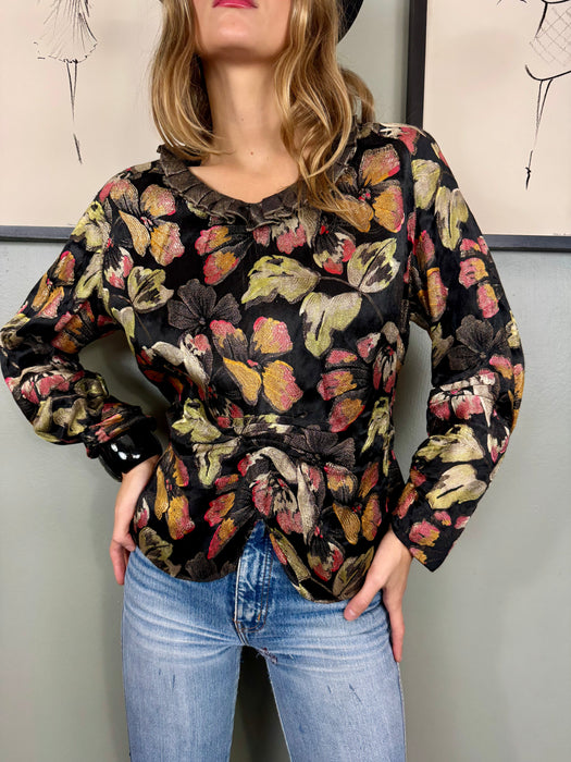 Raj, 30s floral lamé blouse