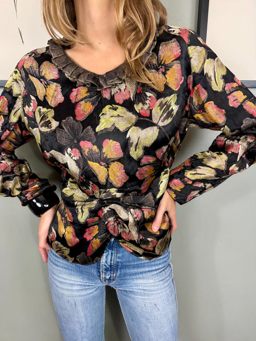 Raj, 30s floral lamé blouse